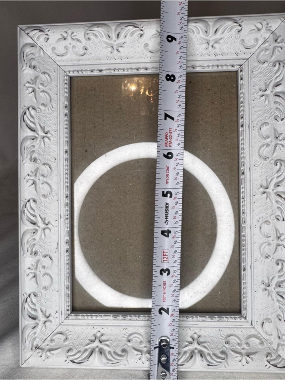 White Ornate 5x7 Frame Velvet Back Cottage Farmhouse Decor - Picture 3 of 6